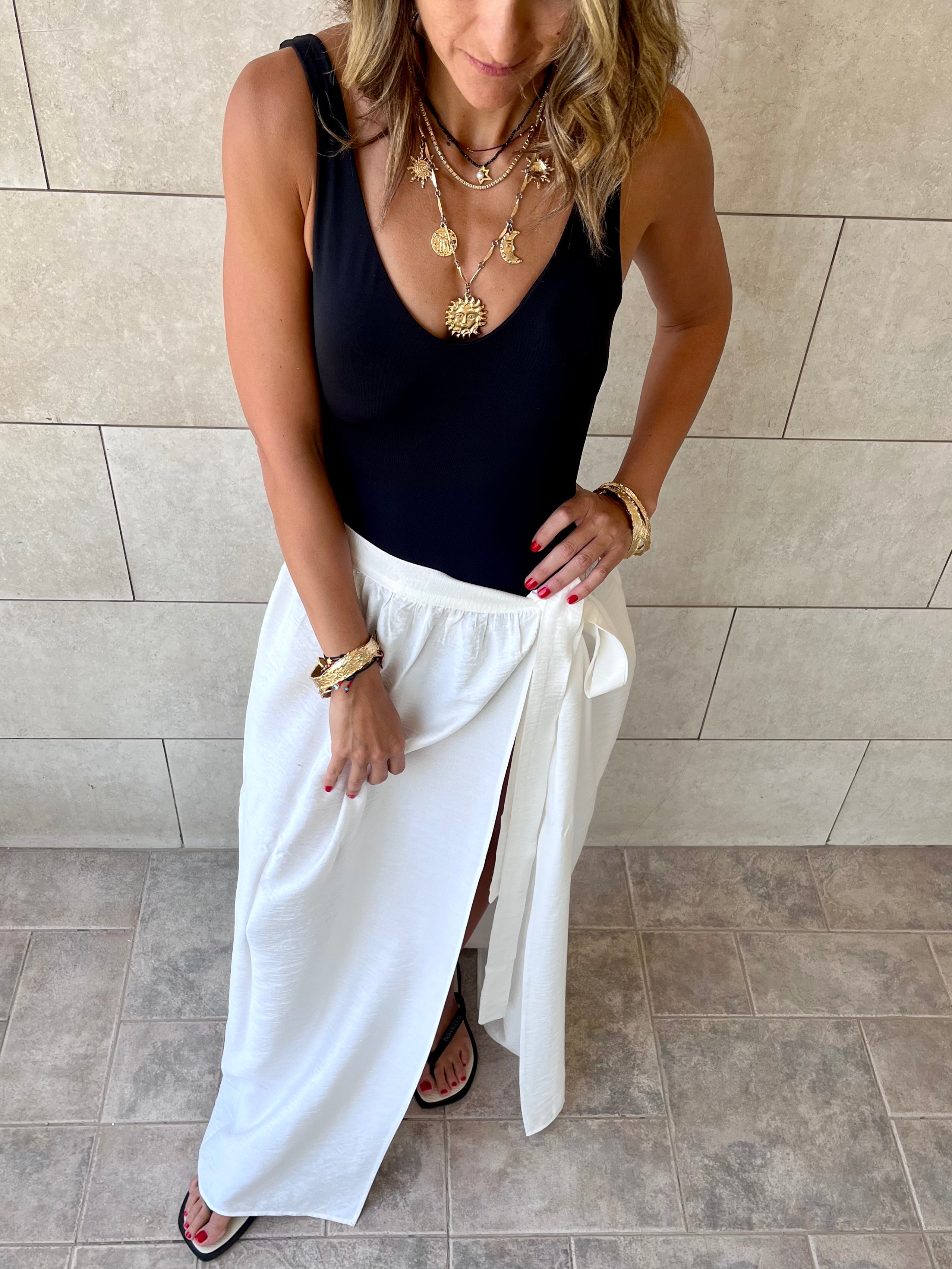 White Beach Life Beach Wrap Skirt