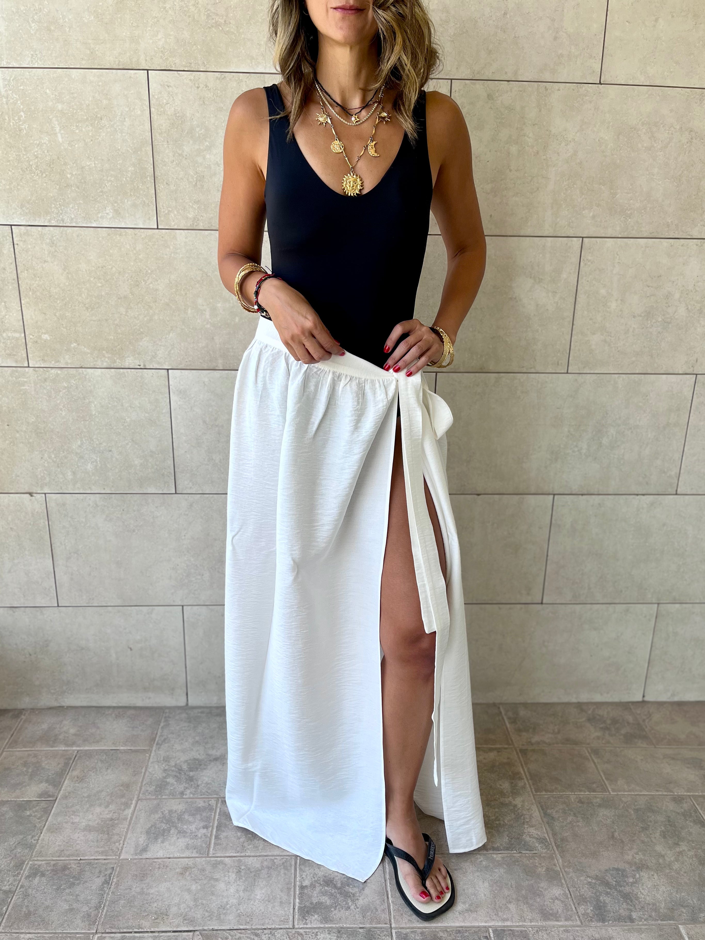 White Beach Life Beach Wrap Skirt