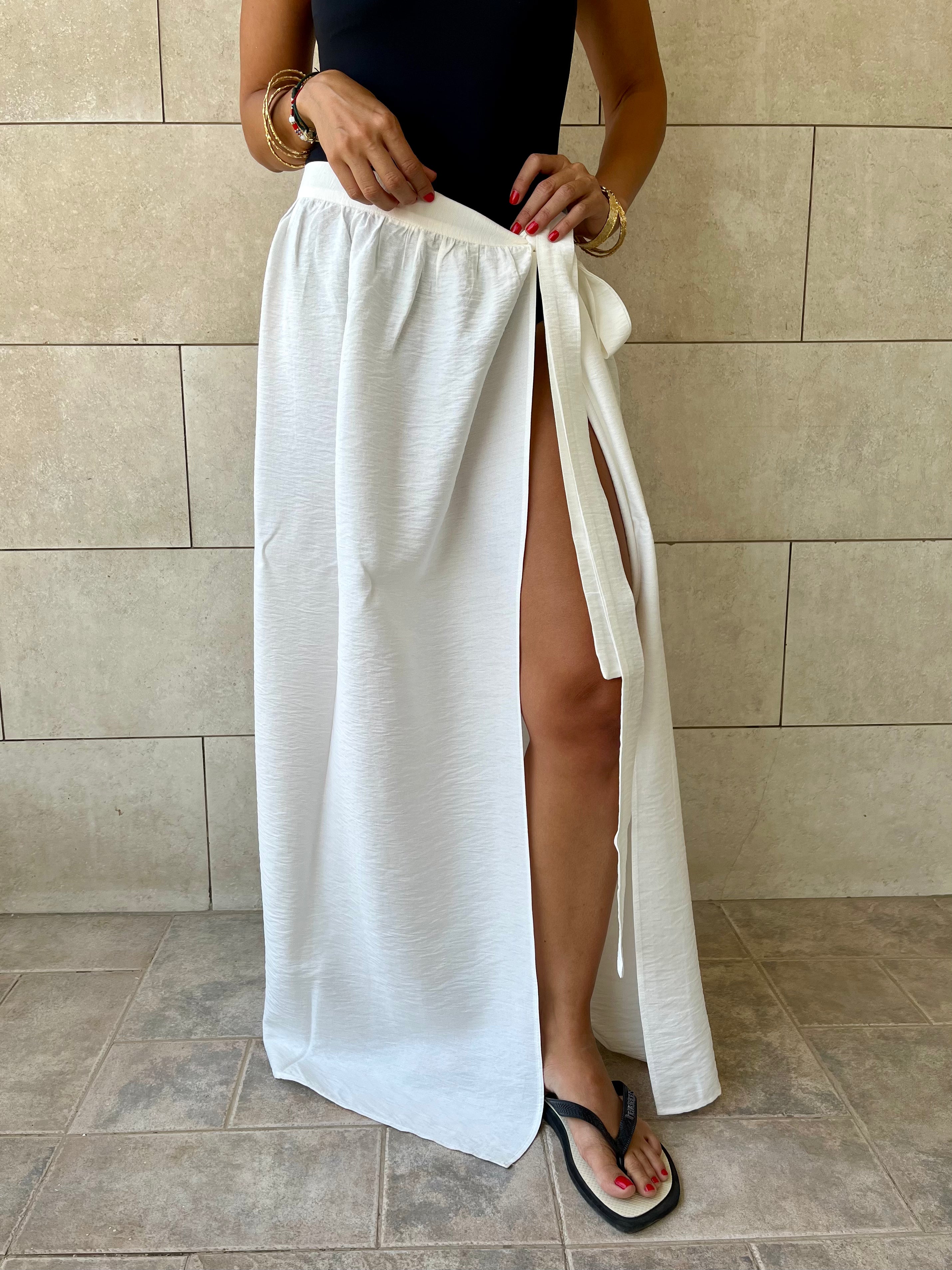 White Beach Life Beach Wrap Skirt