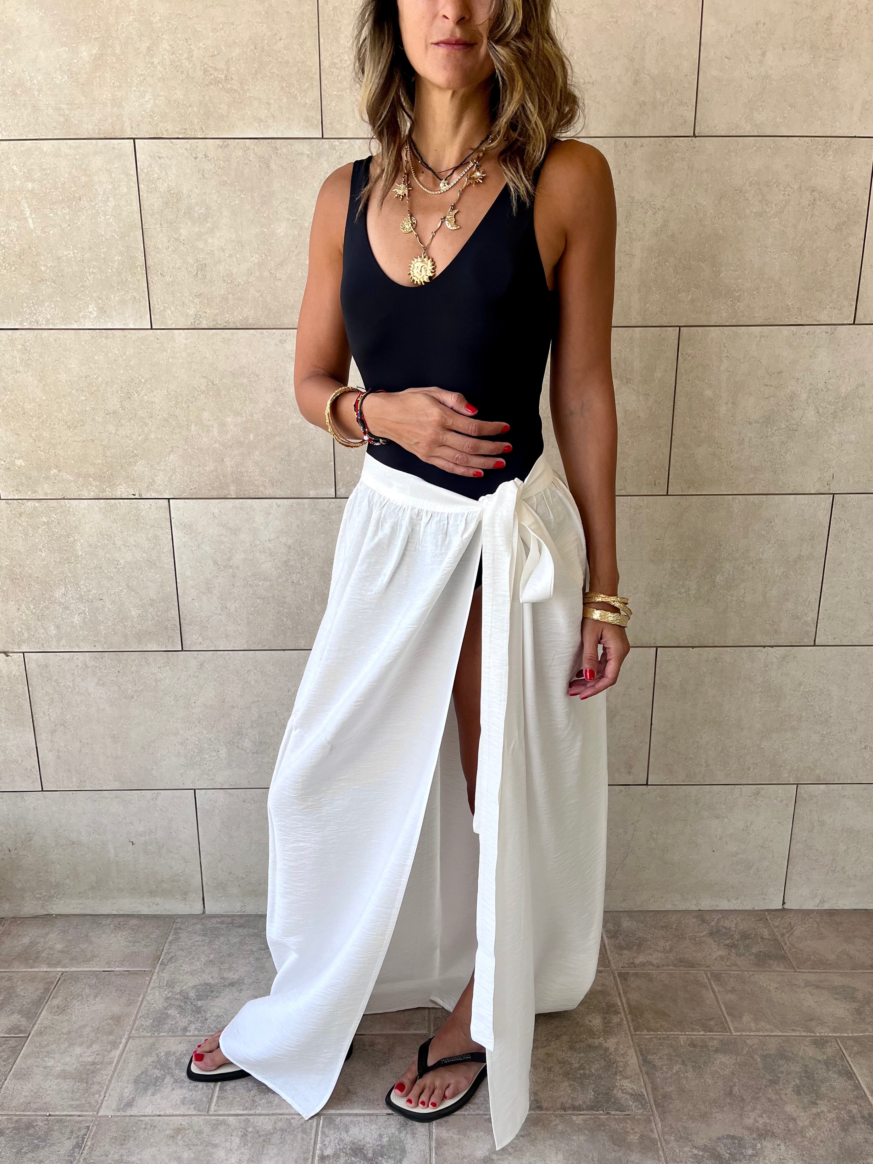 White Beach Life Beach Wrap Skirt