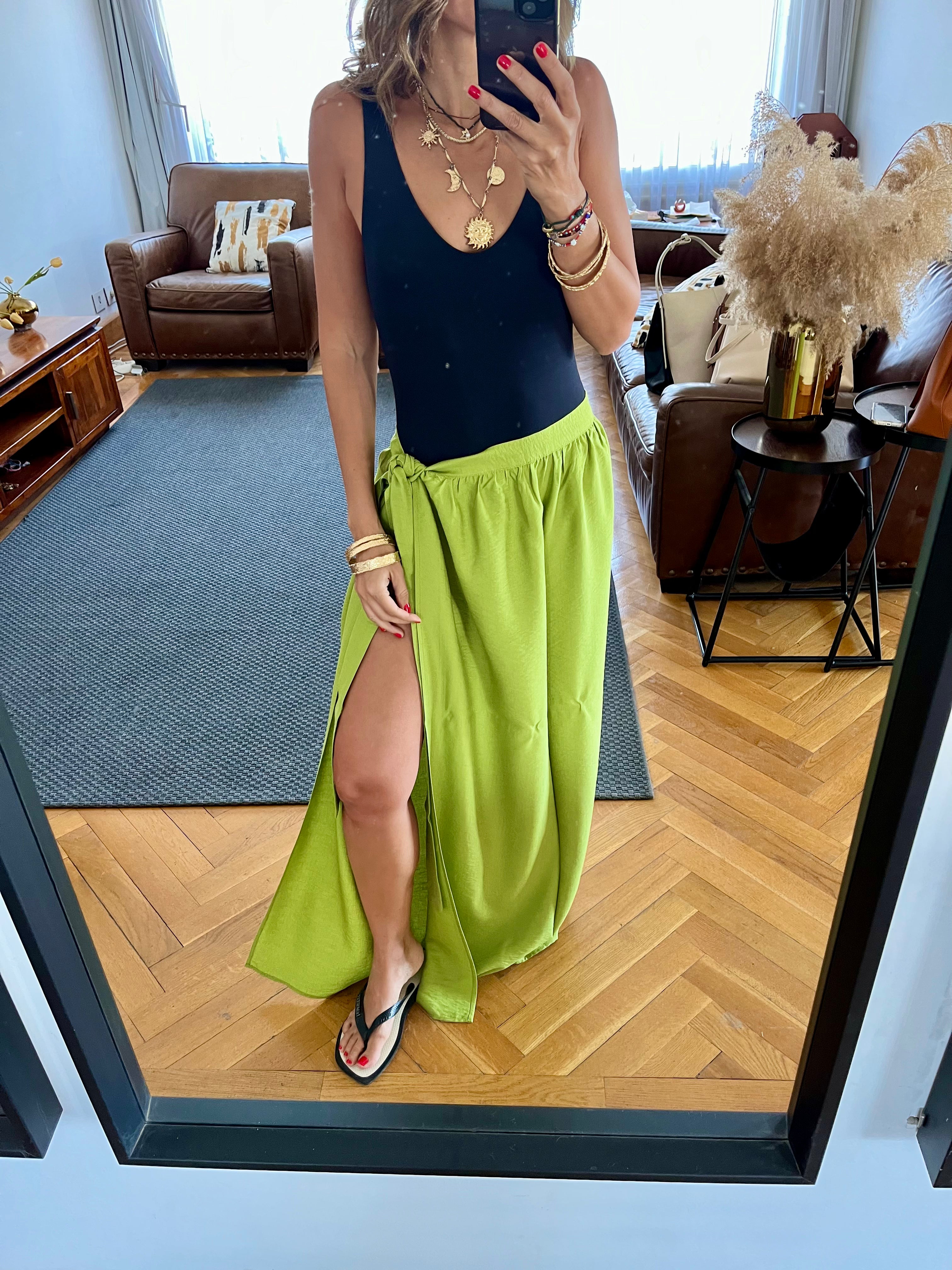 Lime Beach Life Beach Wrap Skirt