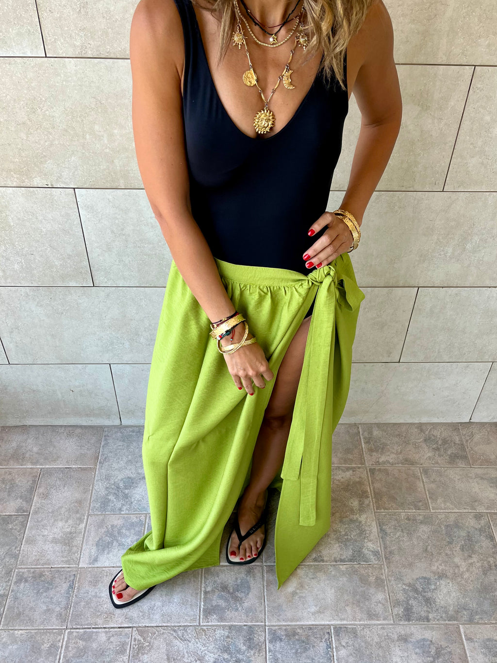 Lime Beach Life Beach Wrap Skirt