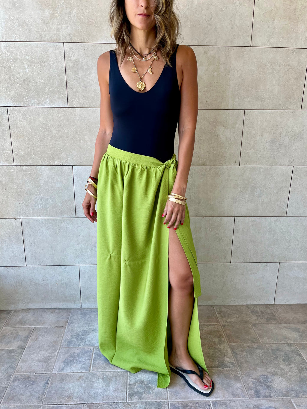 Lime Beach Life Beach Wrap Skirt