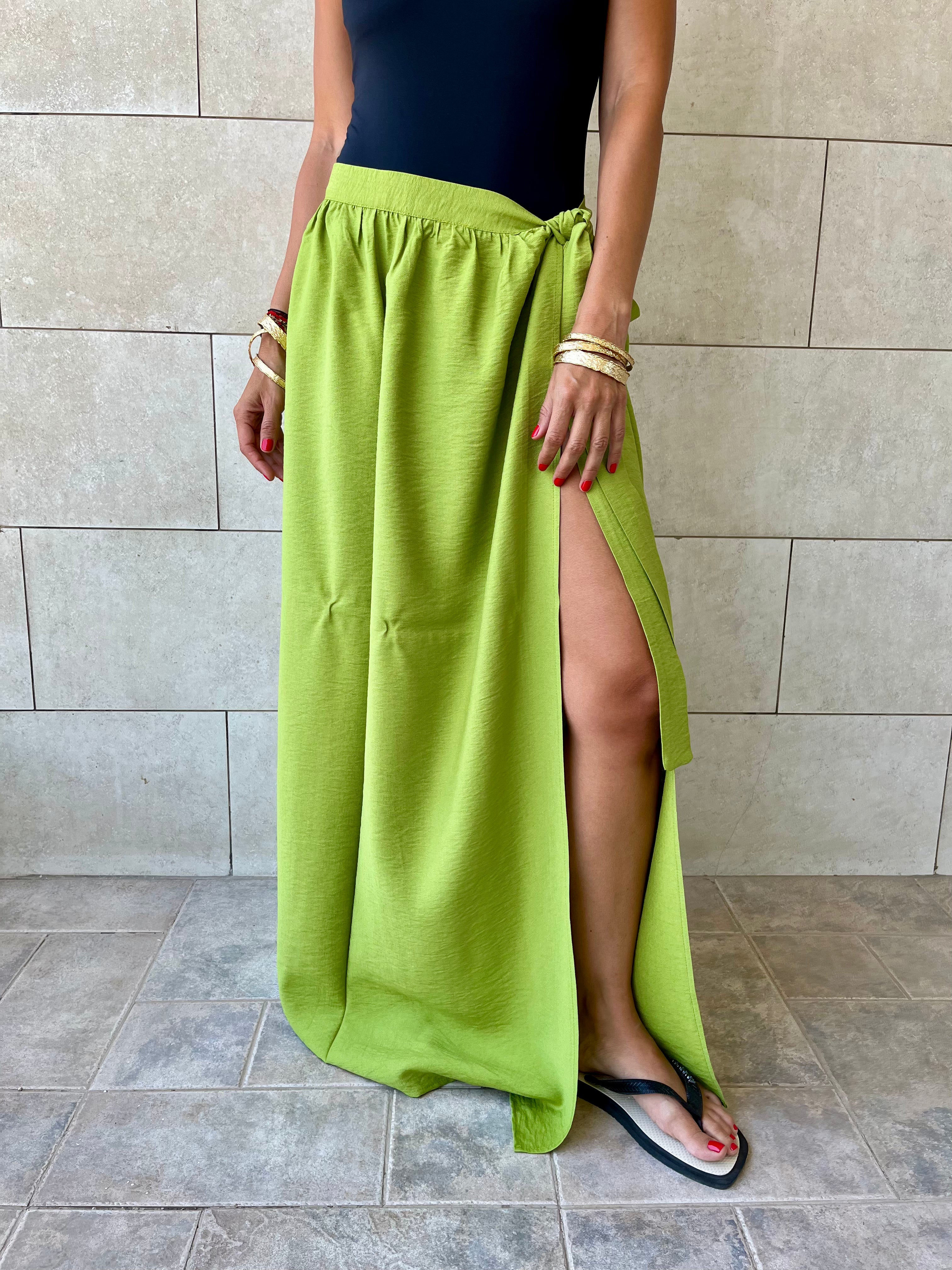 Lime Beach Life Beach Wrap Skirt