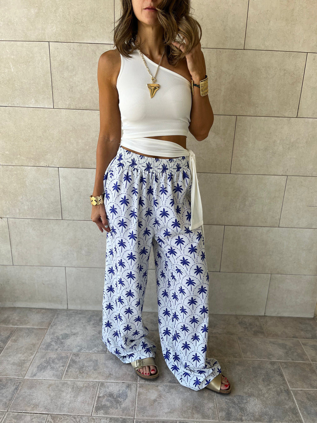 Blue Palms Printed Pants