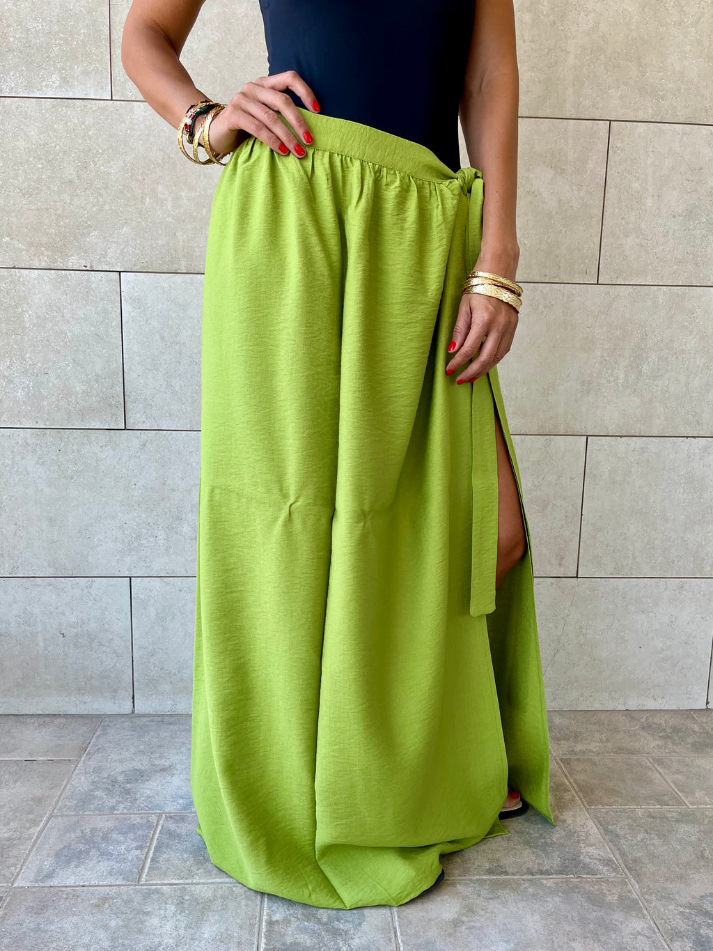 Lime Beach Life Beach Wrap Skirt