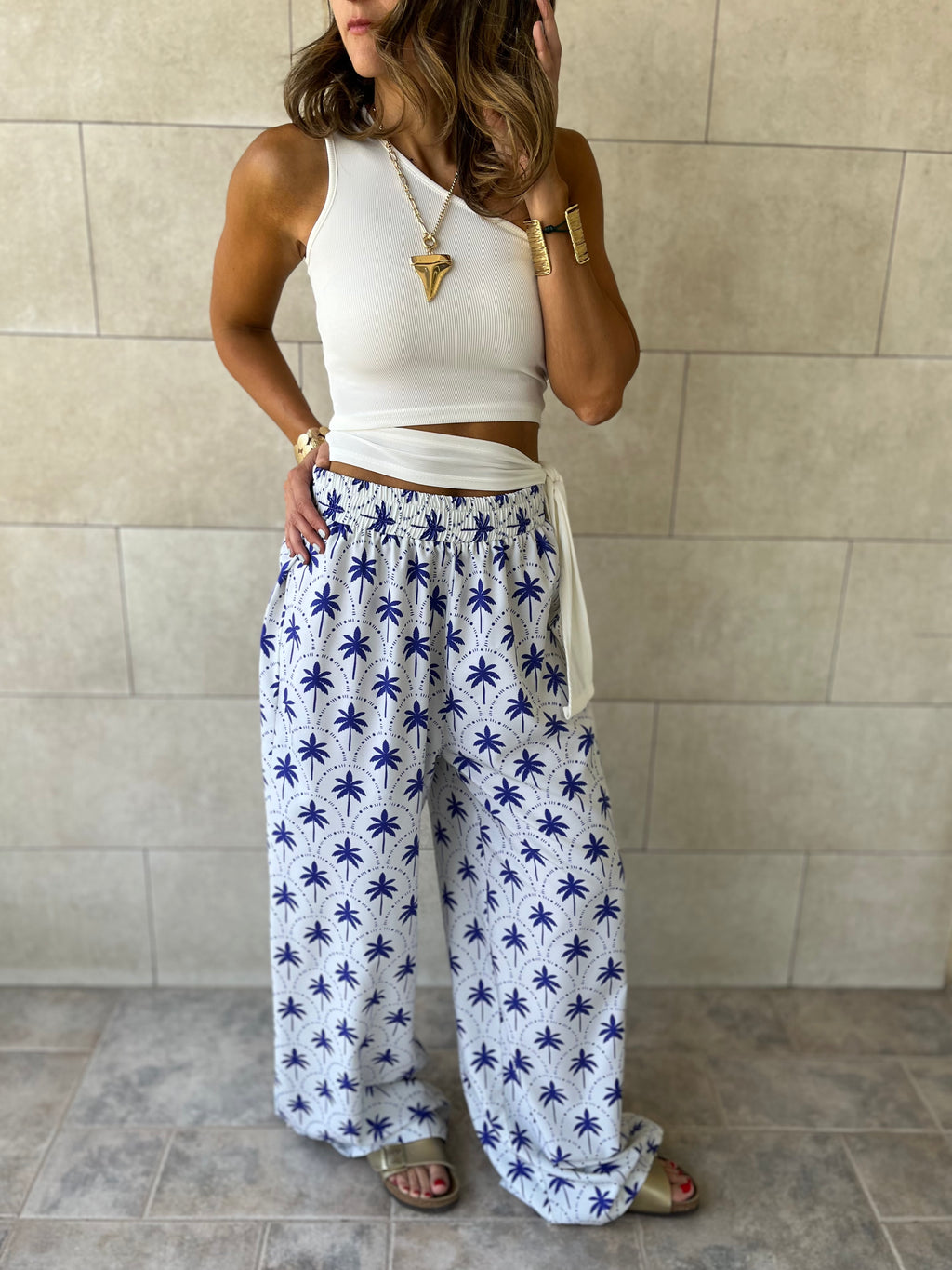 Blue Palms Printed Pants