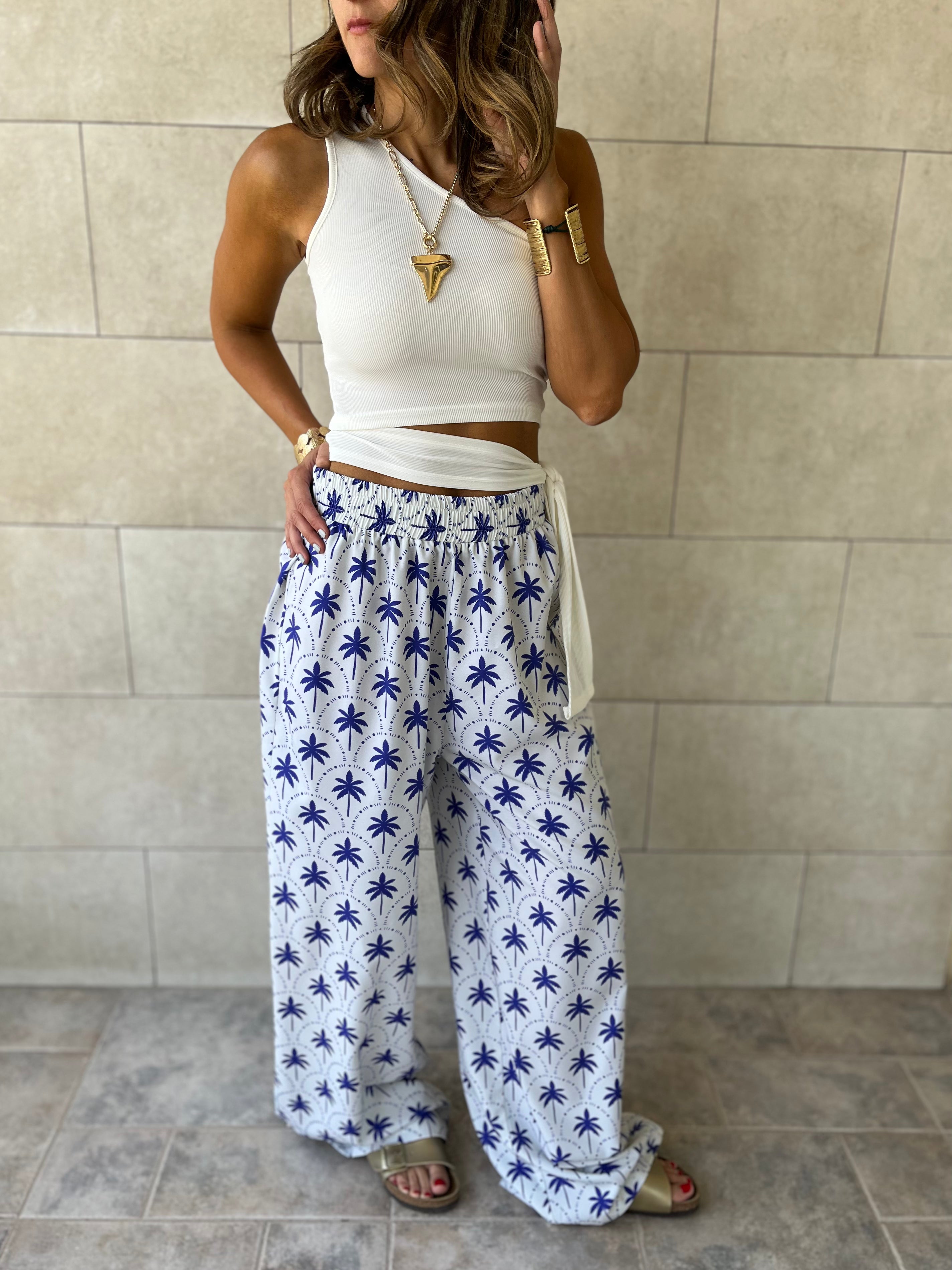 Blue Palms Printed Pants