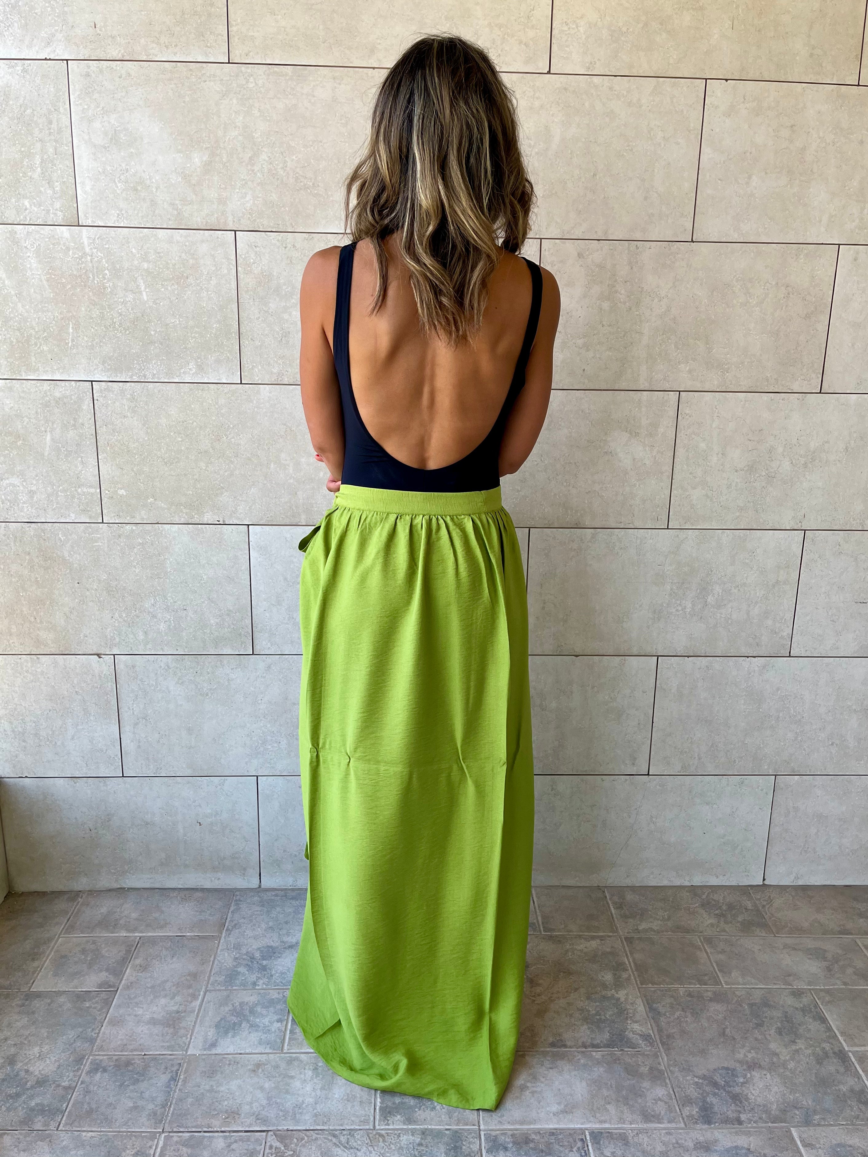 Lime Beach Life Beach Wrap Skirt