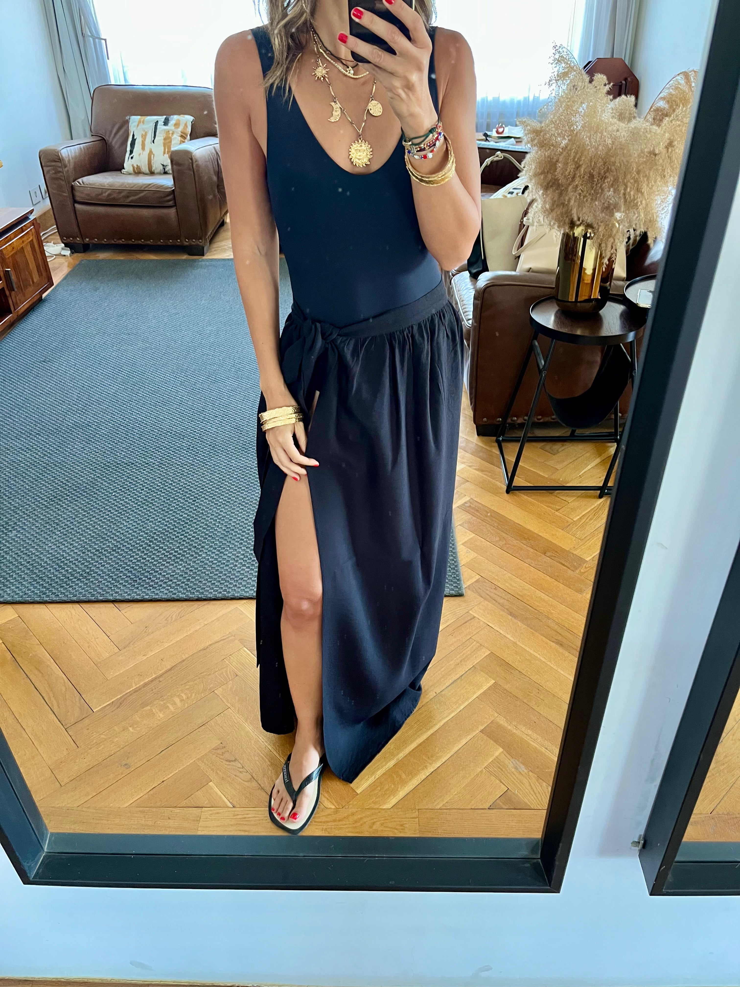 Black Beach Life Beach Wrap Skirt