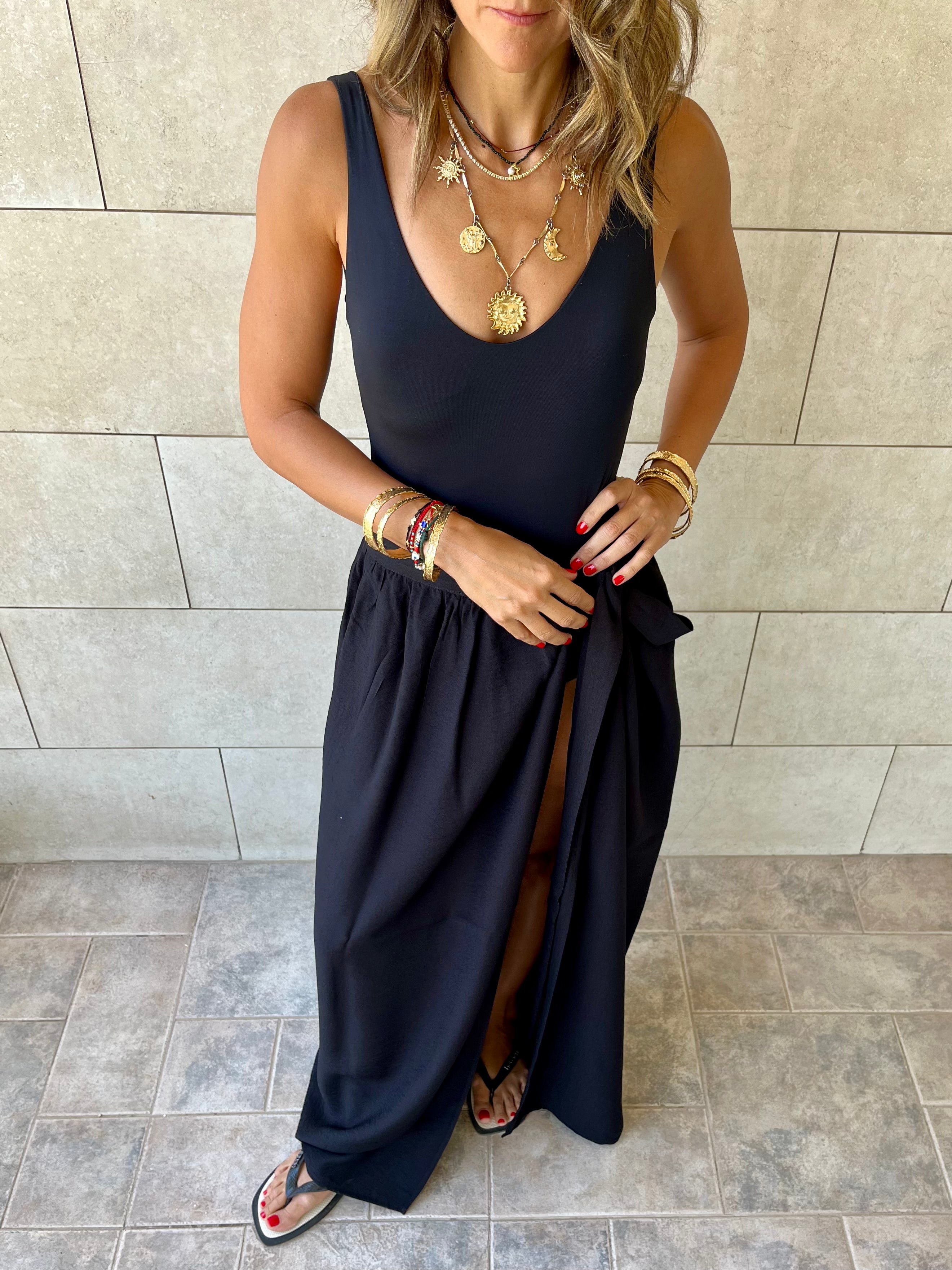 Black Beach Life Beach Wrap Skirt