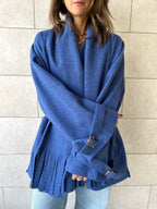 Blue fringe Scarf Poncho