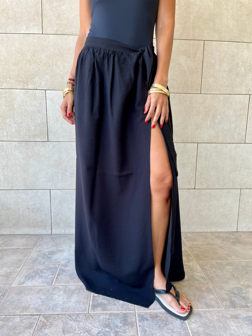 Black Beach Life Beach Wrap Skirt