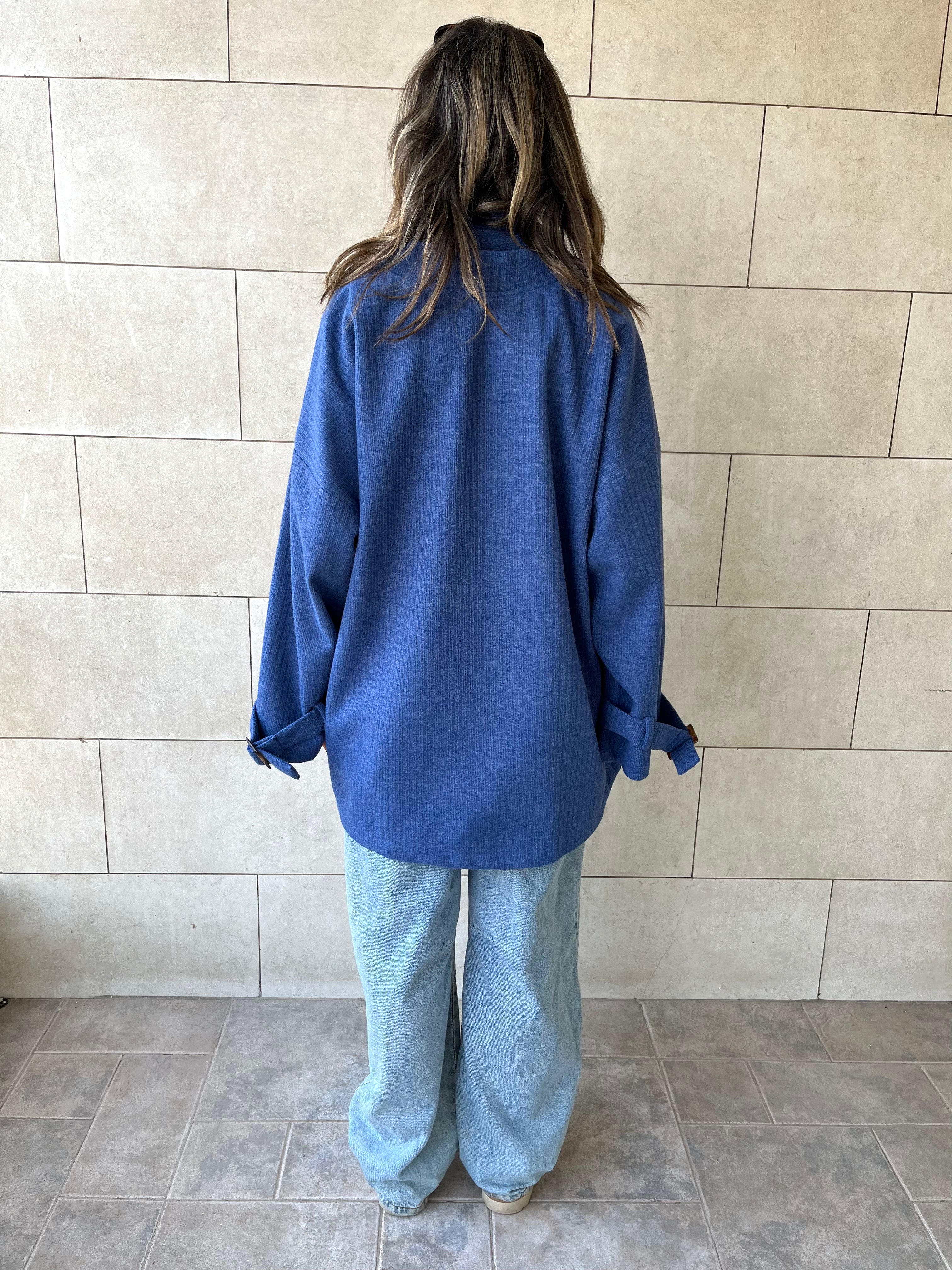 Blue fringe Scarf Poncho