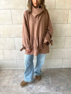 Cafe fringe Scarf Poncho
