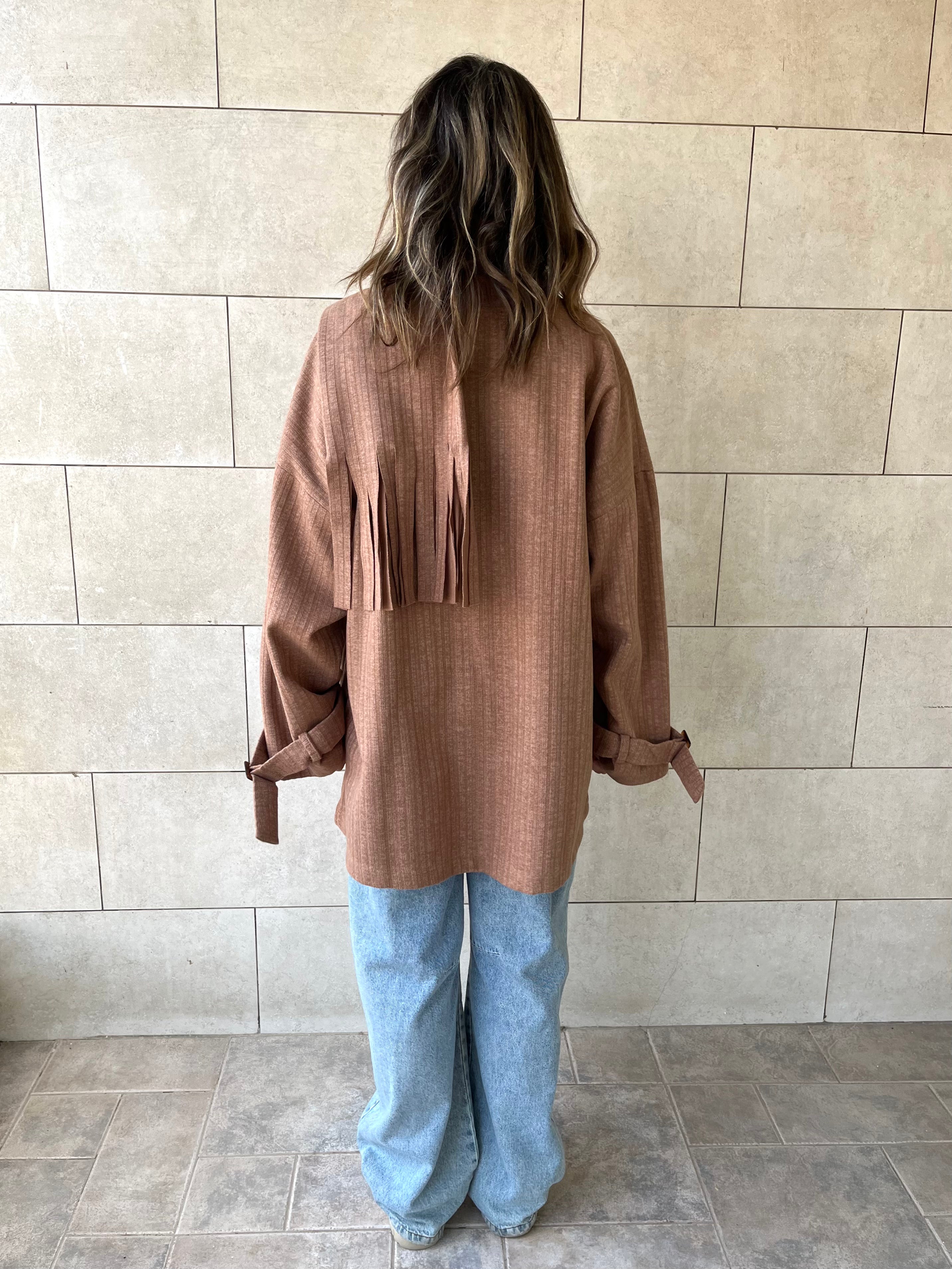 Cafe fringe Scarf Poncho