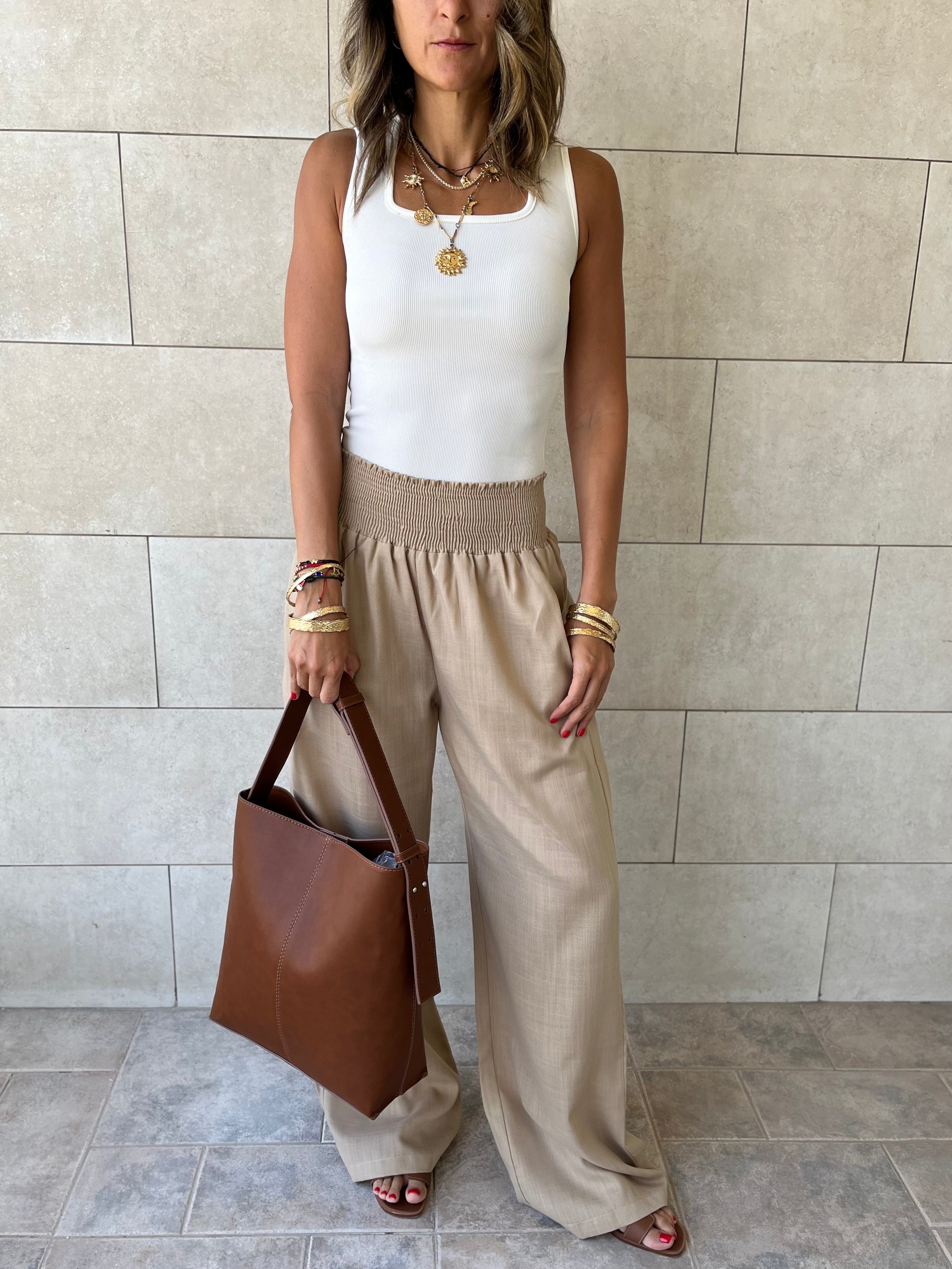 Camel Frillu Leather Belt Bag