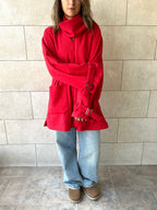 Red fringe Scarf Poncho