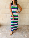 Purple & Green Sleeveless Crochet Dress