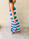 Purple & Green Sleeveless Crochet Dress