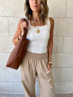 Camel Frillu Leather Belt Bag
