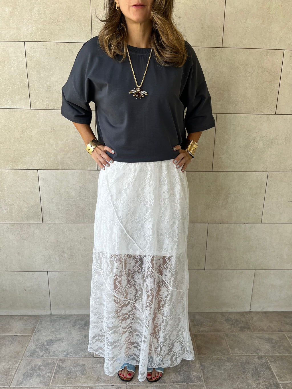 White Frillu Lace Skirt