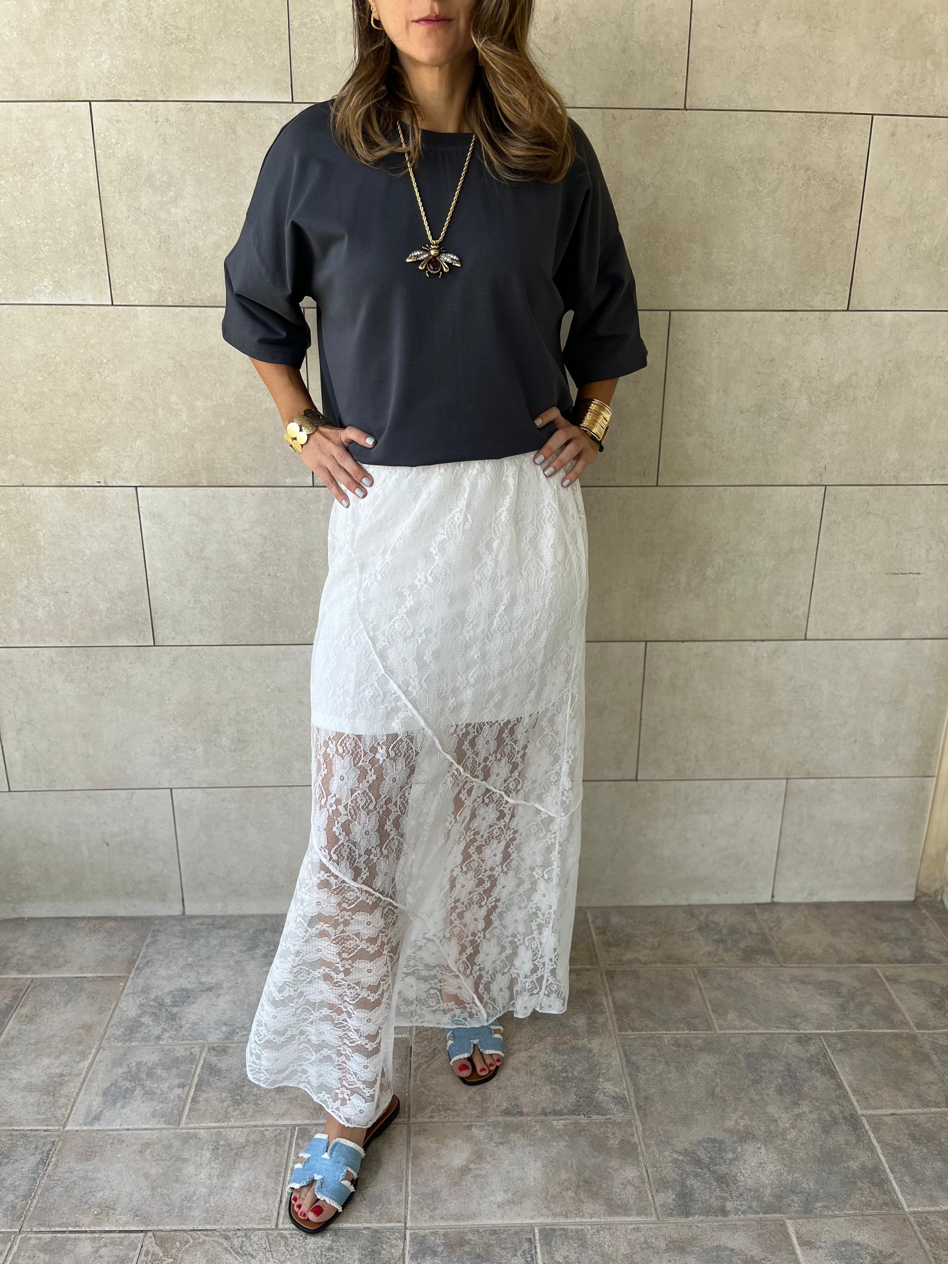 White Frillu Lace Skirt