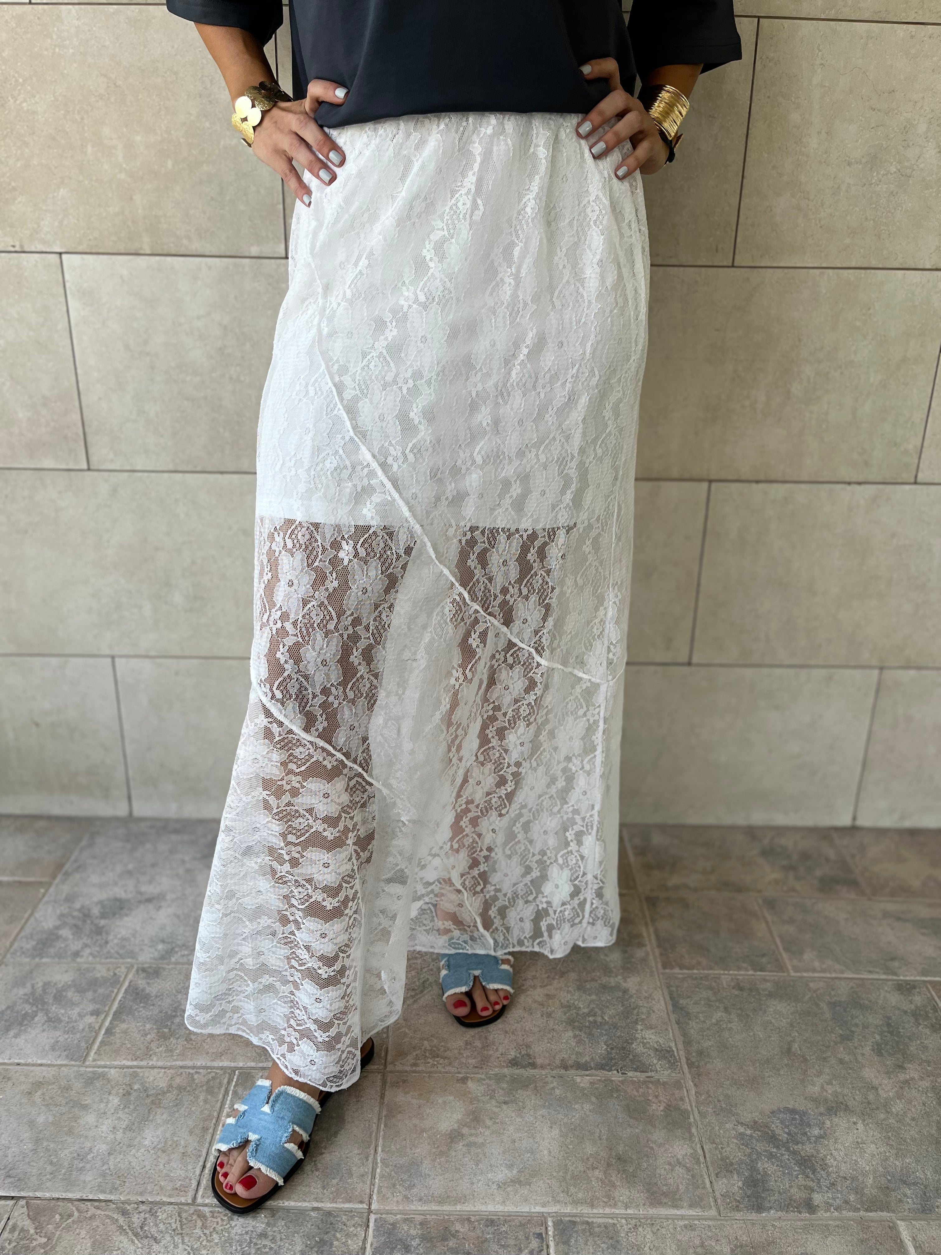 White Frillu Lace Skirt