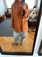 Rust fringe Scarf Poncho
