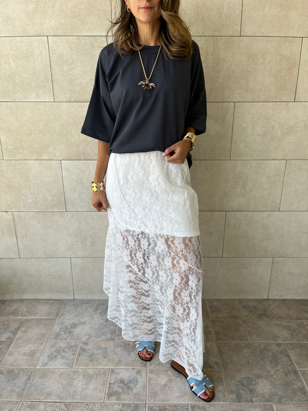White Frillu Lace Skirt