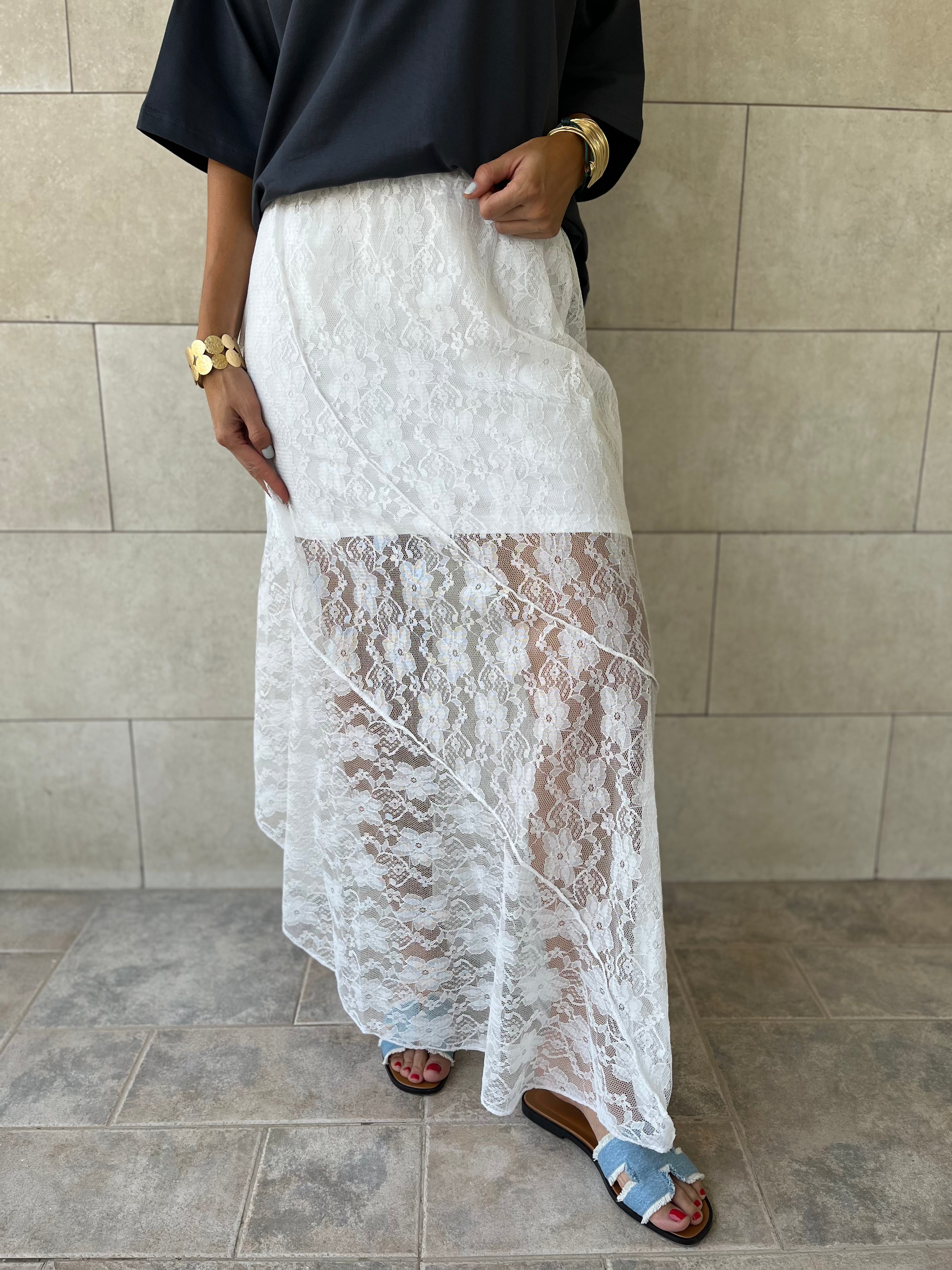 White Frillu Lace Skirt