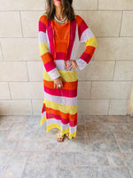 Fuchsia & Orange Colorblocking All The Way Crochet Coverup