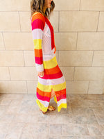 Fuchsia & Orange Colorblocking All The Way Crochet Coverup