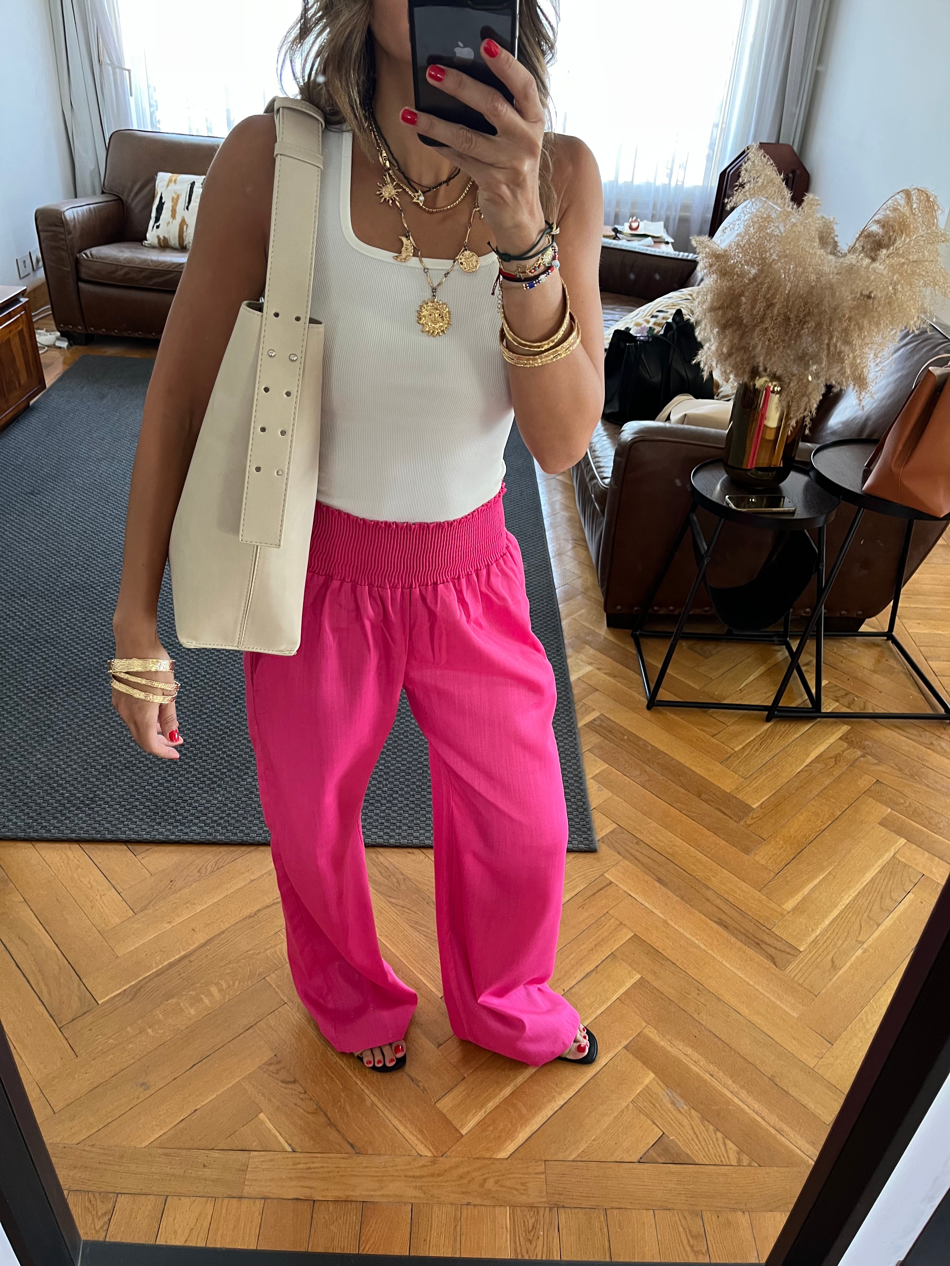 Fuchsia Elastic Boho pants