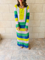 Lime & Green Colorblocking All The Way Crochet Coverup