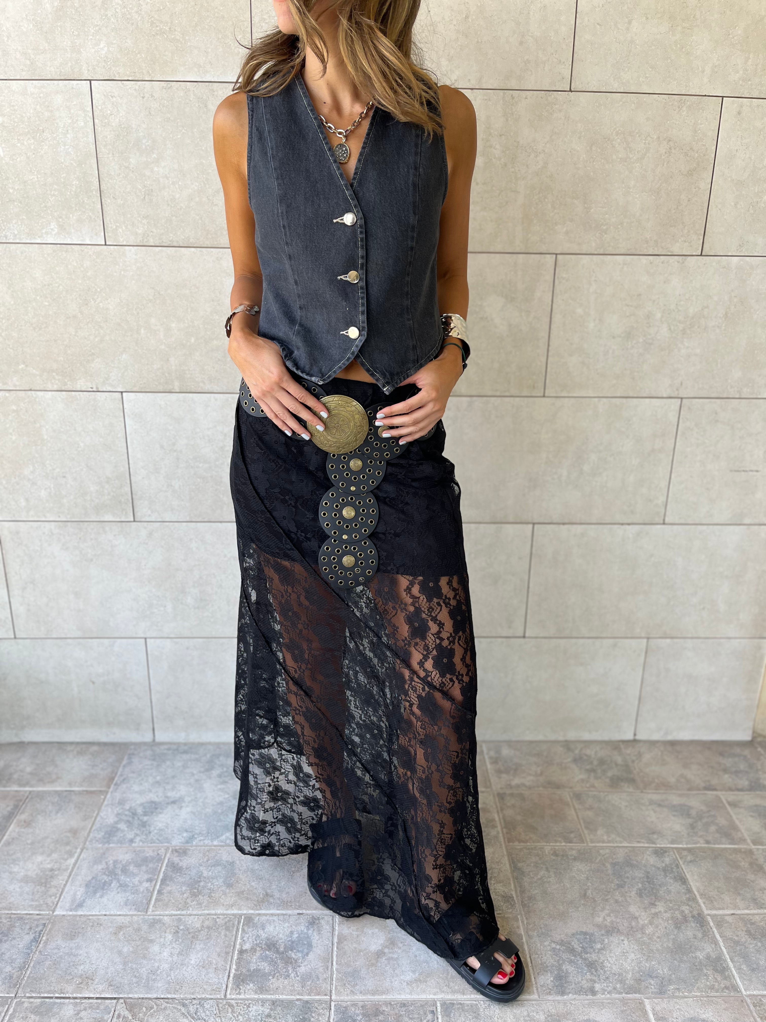 Black Frillu Lace Skirt