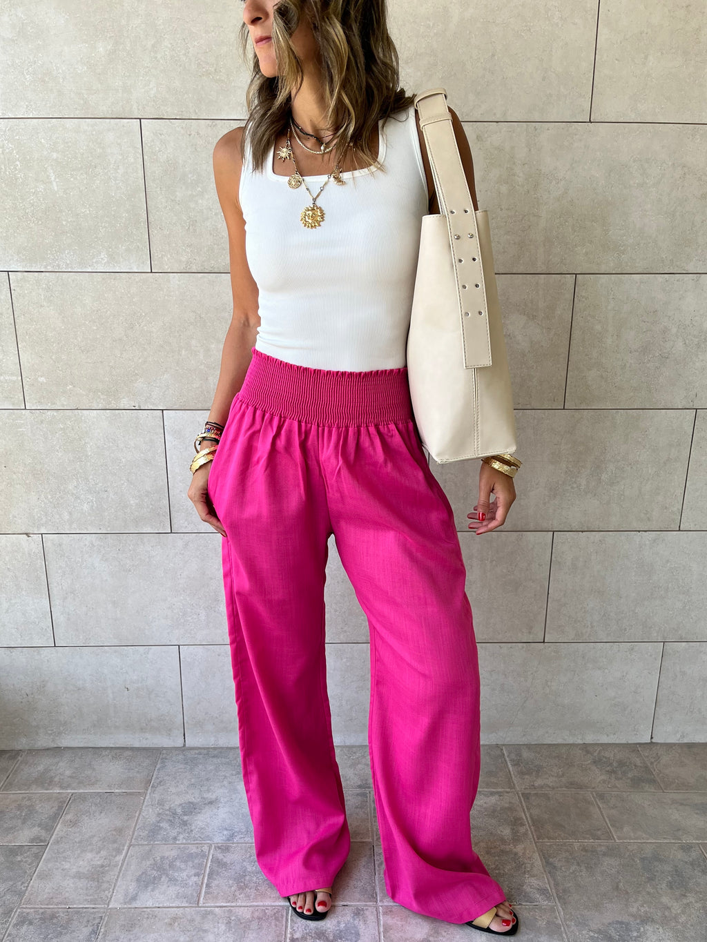 Beige Frillu Leather Belt Bag