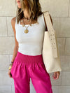 Beige Frillu Leather Belt Bag
