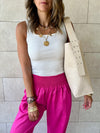 Beige Frillu Leather Belt Bag