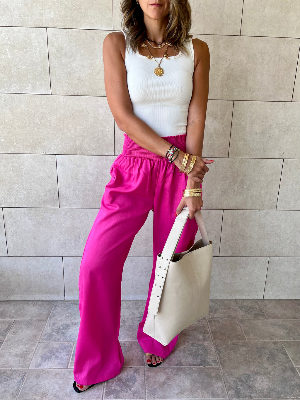 Beige Frillu Leather Belt Bag