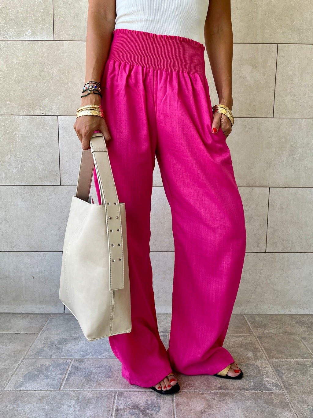 Beige Frillu Leather Belt Bag