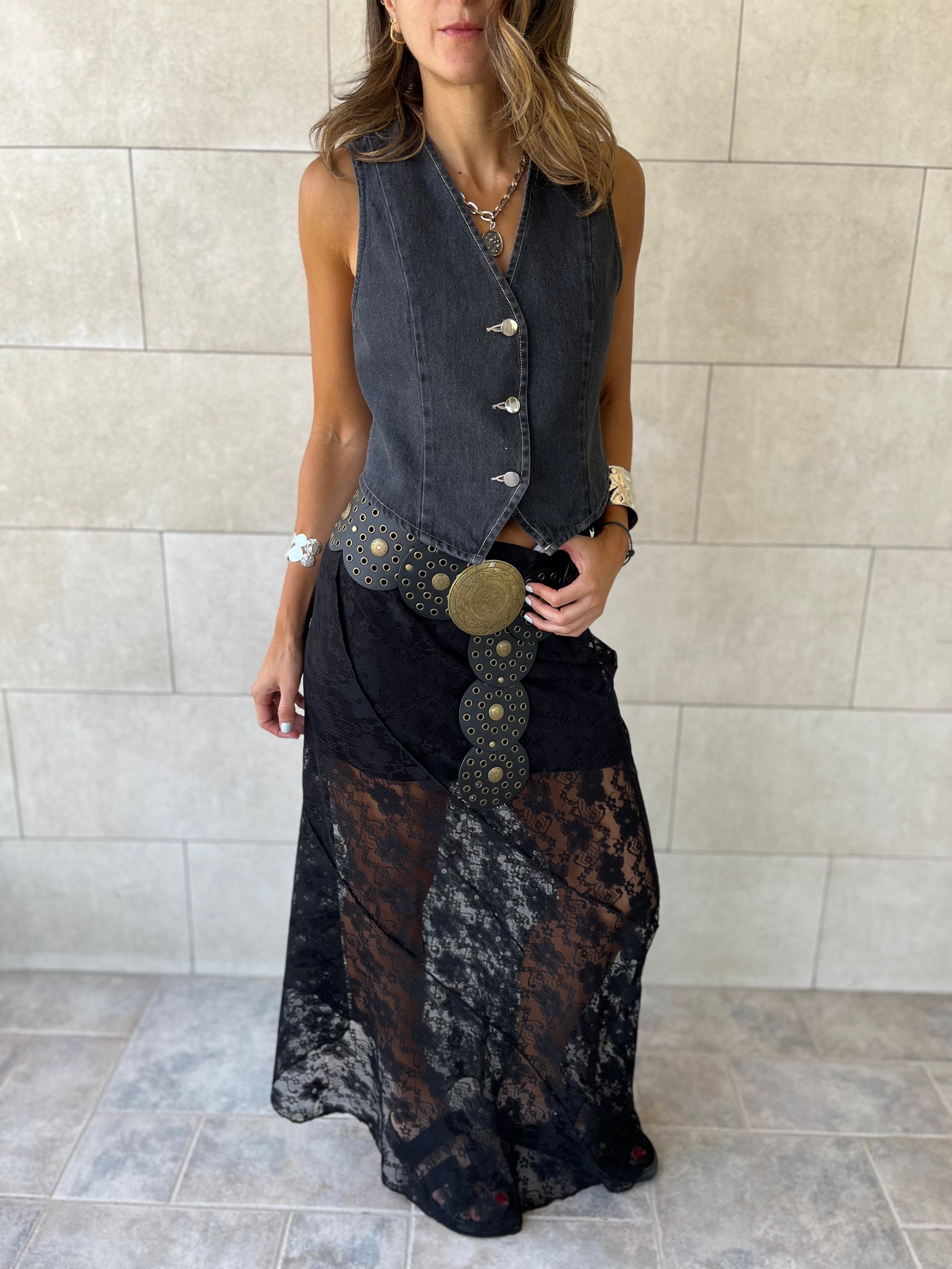 Grey Denim Street Icon Vest