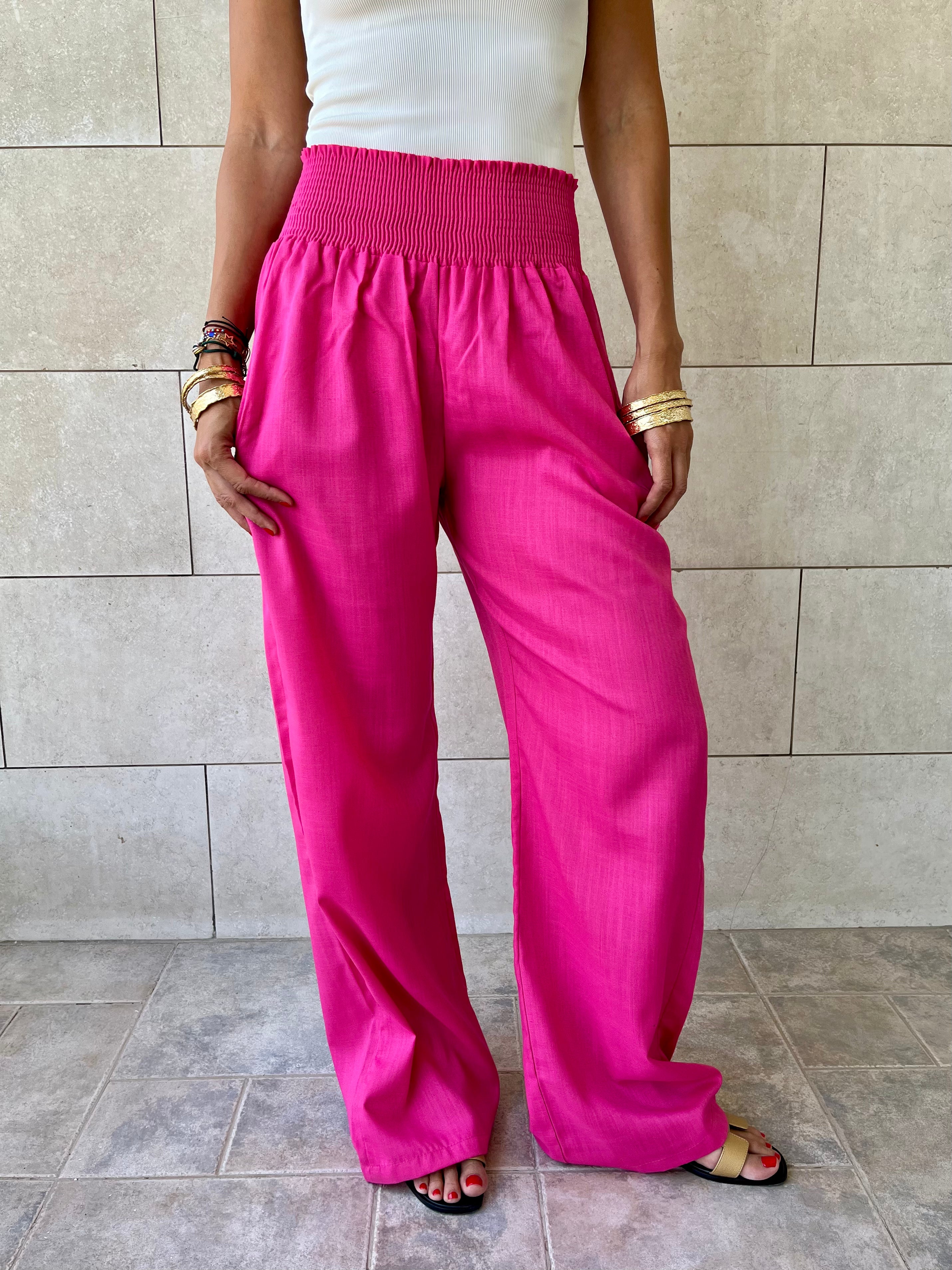 Fuchsia Elastic Boho pants