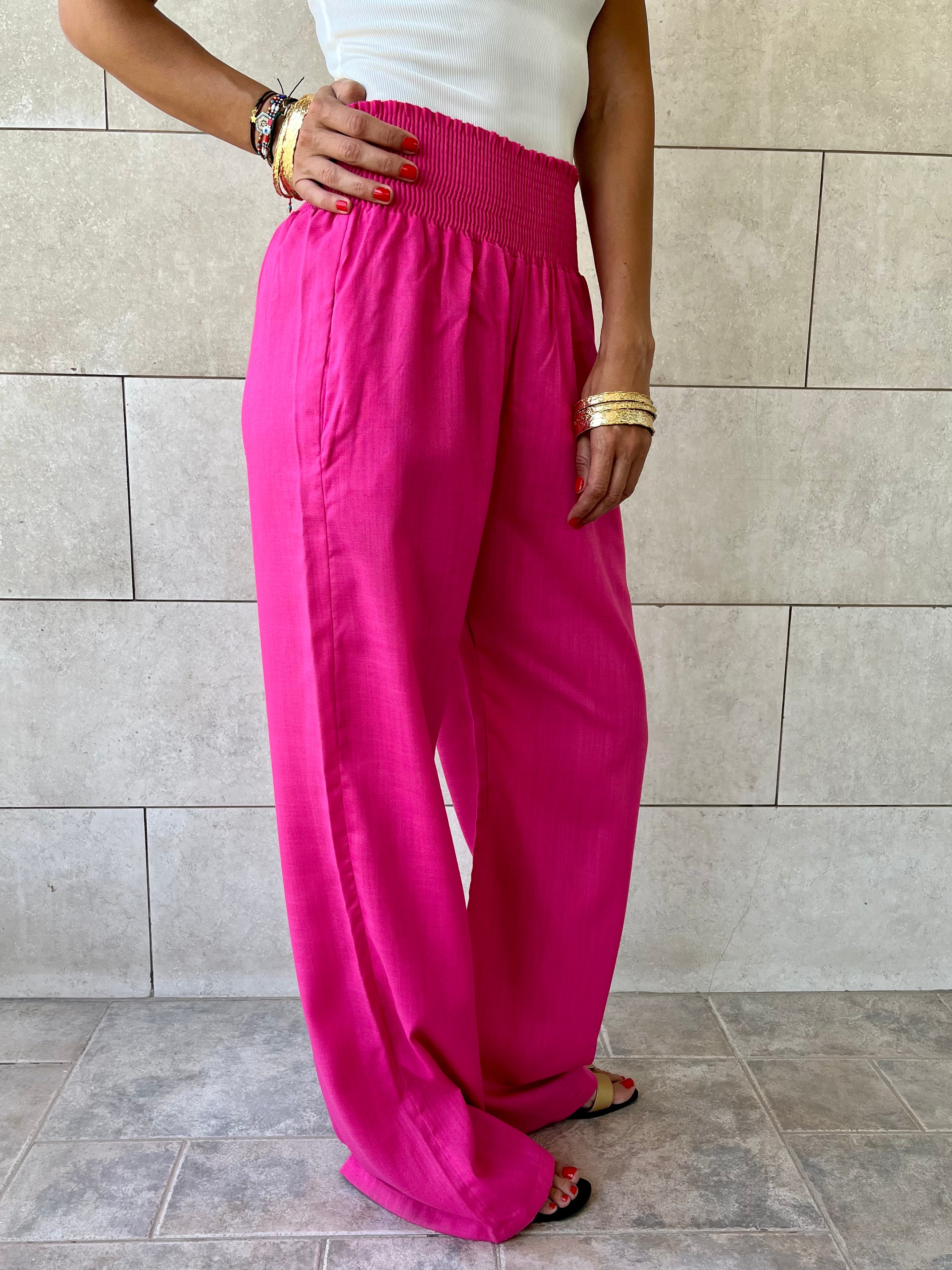 Fuchsia Elastic Boho pants