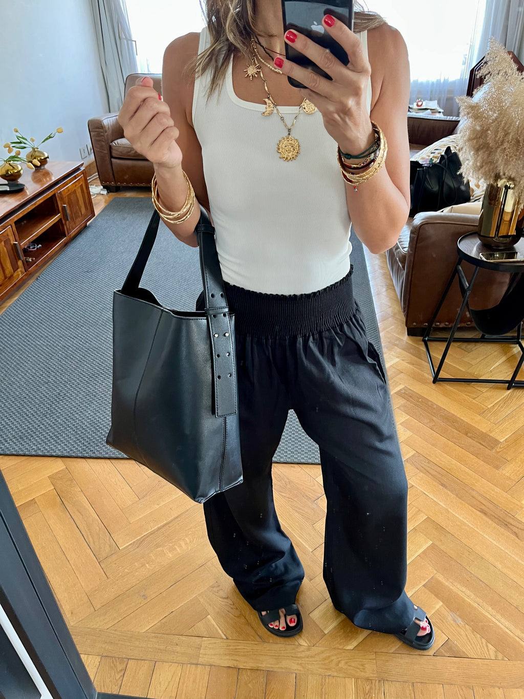 Black Frillu Leather Belt Bag