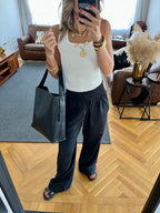 Black Elastic Boho Pants