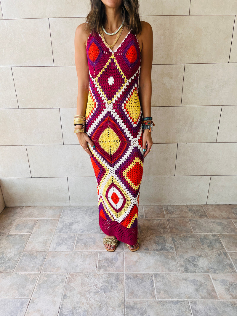Burgundy For The Love Of Love Crochet Coverup