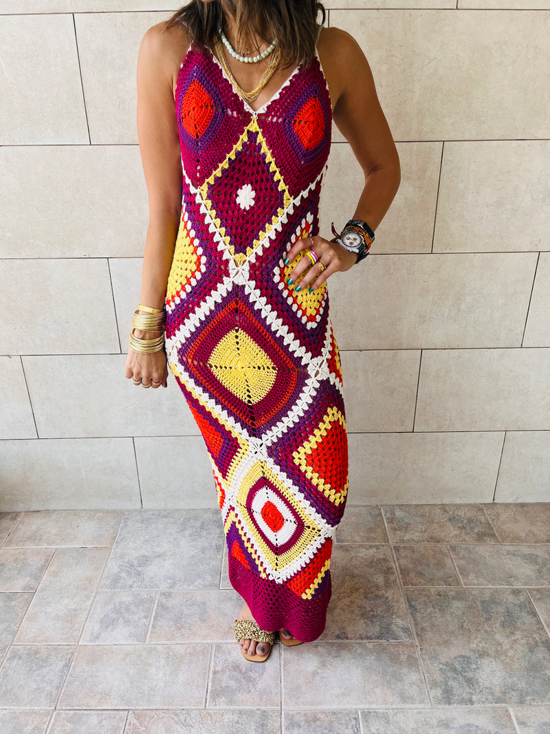Burgundy For The Love Of Love Crochet Coverup
