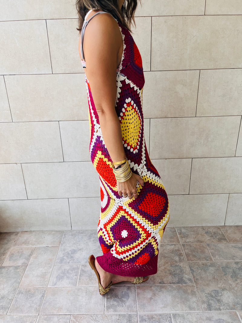 Burgundy For The Love Of Love Crochet Coverup
