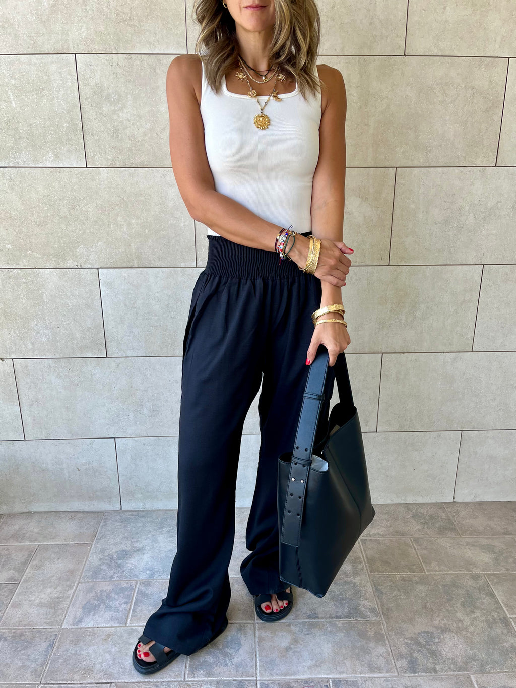 Black Frillu Leather Belt Bag